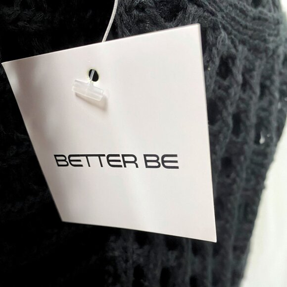 Better Be black gothic openwork crochet knit bell-sleeves crop sweater top NWT - Picture 7 of 7